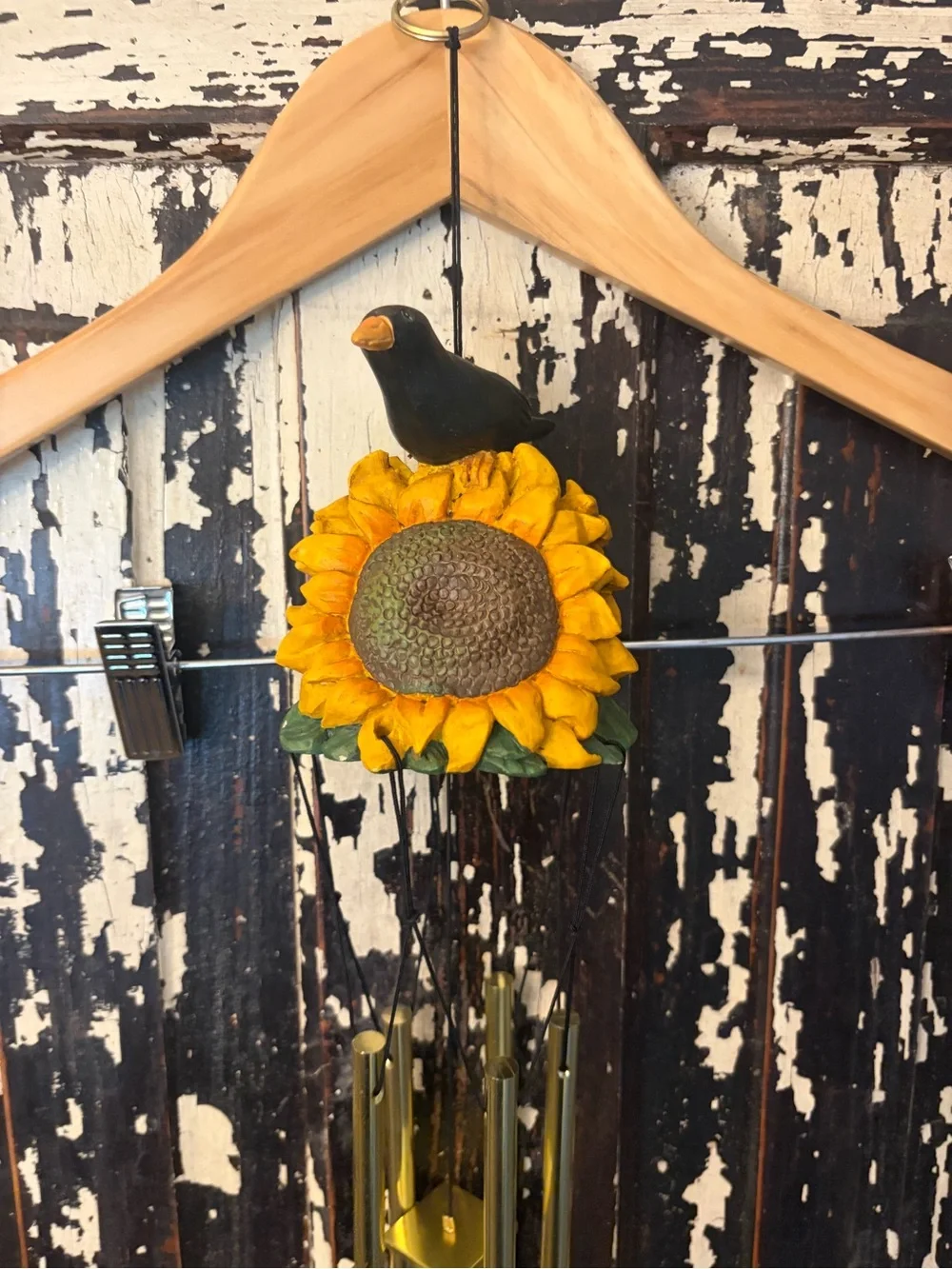 Jim Shore crow sunflower vintage 90’s wind chime. America’s Heart. Cottagecore.